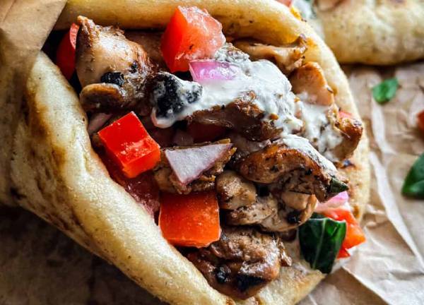 Pork Souvlaki on a Pita